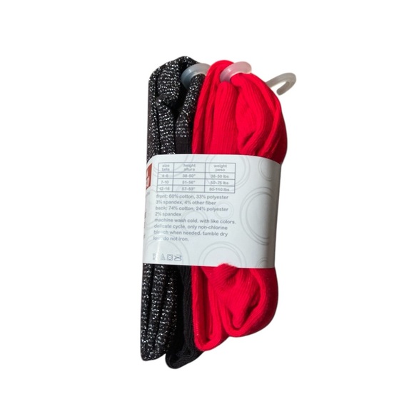 Wonder Nation Gold Lurex And Flat Red Footed Tights - Picture 5 of 6